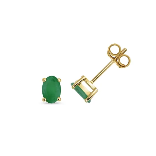 Emerald Oval Claw Set Studs